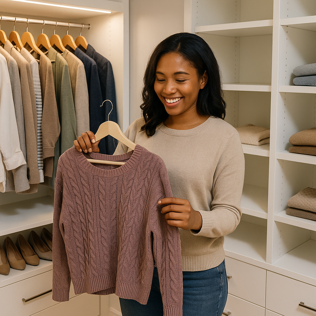 happy customer in closet